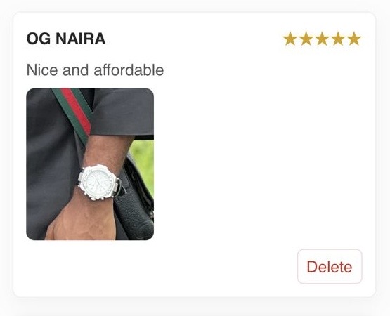 Customer review from OG NAIRA